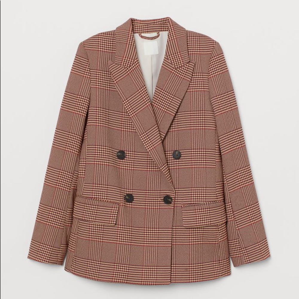 H&M Red & Beige Parisian Chic Blazer